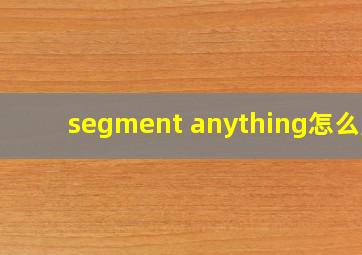 segment anything怎么用